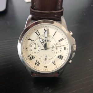 Fossil grant chronograph watch brown leather